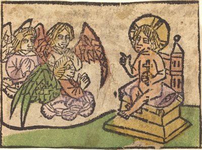 Gyermek Krisztus három angyallal alkotó: German 15th Century