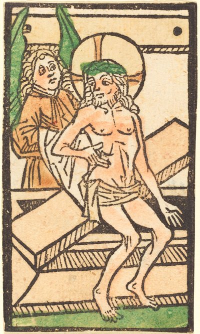 Krisztus ül a sírján egy angyallal alkotó: German 15th Century