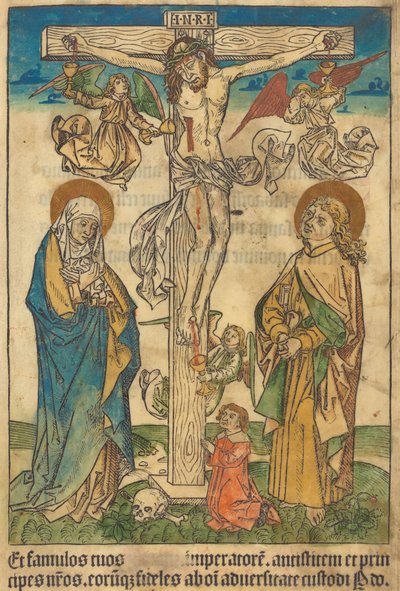 Krisztus a kereszten angyalokkal alkotó: German 15th Century