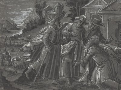 Ábrahám szórakoztatja az angyalokat [verso] alkotó: German 16th Century