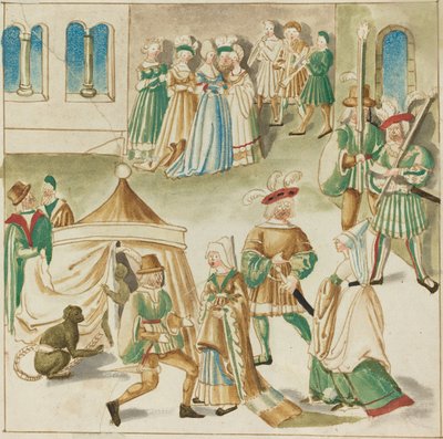 Udvari mulatságok két majommal alkotó: German 16th Century