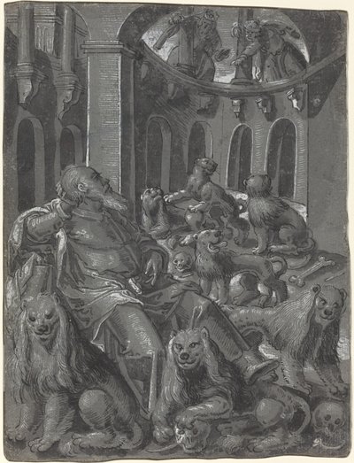 Daniel az oroszlánok barlangjában [egyenesen] alkotó: German 16th Century