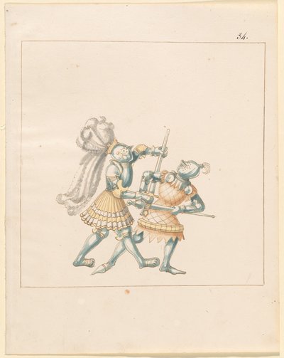 Freydal, Maximilianus I. császár tornája és tornája: Gyalogharcok (Jousts) (III. kötet): 164. tábla alkotó: German 16th Century