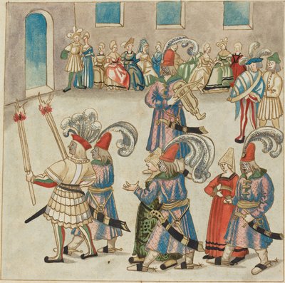 Két táncoló pár fáklyás lovagok vezetésével alkotó: German 16th Century