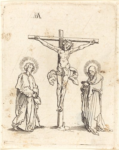 A keresztre feszítés Szűzanyával és Szent Jánossal alkotó: German 16th Century after Albrecht Dürer