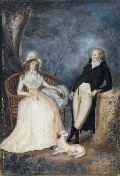 Charlotte von Stein és Johann Wolfgang von Goethe beszélgetése, XVIII. század második fele. alkotó: German Master