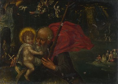 Szent Kristóf a csecsemő Krisztust hordozó 17. században alkotó: German Master