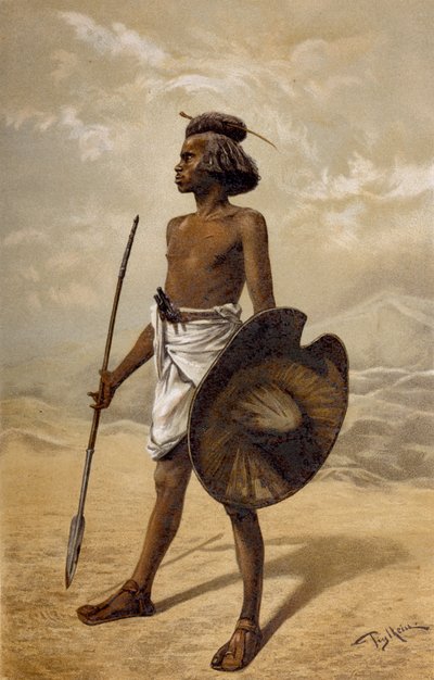 Egy núbiai harcos, Az emberiség története III. kötetéből, Friedrich Ratzel professzor, 1898 alkotó: German School