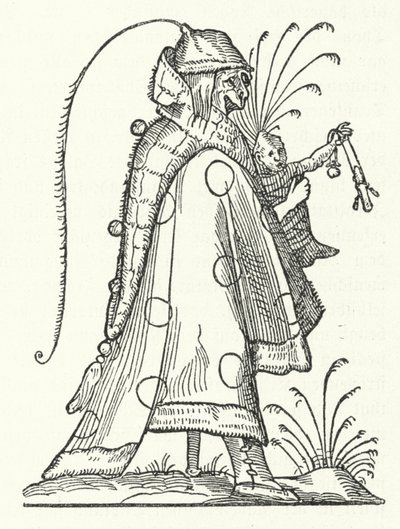 Egy karakter Richard Breton Les Songes drolatiques de Pantagruel (Pantagruel komikus álmai) című könyvéből (metszet) alkotó: German School