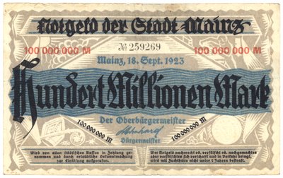 Százmillió márkás bankjegy, 1923 alkotó: German School