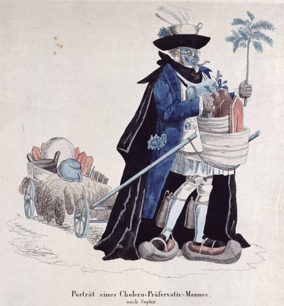 Egy ember védett a kolera ellen az 1832-es járvány idején alkotó: German School