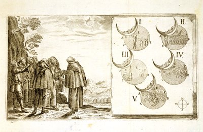 Katonai támadás a napfogyatkozás fázisainak megfelelően, illusztráció az európai oszmán hadjáratokról szóló könyvből, Paul Furst (kb. 1605-66) metszete alkotó: German School