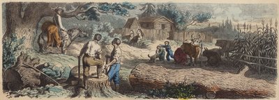 Új település az amerikai nyugaton (színes metszet) alkotó: German School