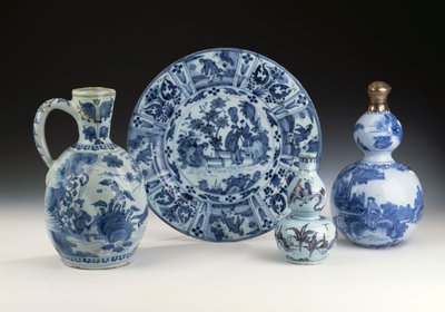 Válogatás frankfurti kék-fehér kerámiákból kínai stílusban, 1700 körül (kerámia) alkotó: German School