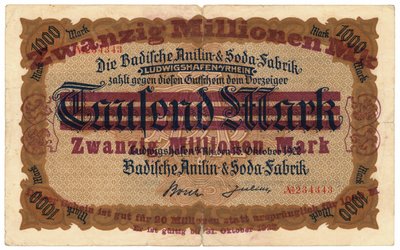 Egy húszmillió márkás bankjegy, 1922 alkotó: German School