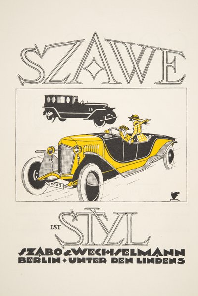 Szawe (Szabo & Wechselmann) hirdetése, Styl, pub.1922 (pochoir print) alkotó: German School
