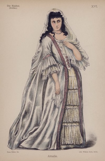 Amalie, a Die Rauberből (A rablók) Friedrich Schillertől (színes litó) alkotó: German School