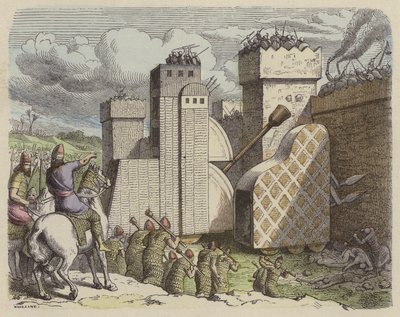 Egy várost ostromló asszír hadsereg (színes metszet) alkotó: German School