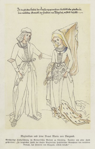 Maximilian osztrák főherceg és menyasszonya, Burgundi Mária (színes litó) alkotó: German School