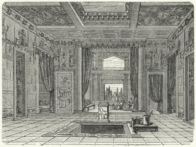 A Casa di Sallusti átriuma és tablinuma, Róma (metszet) alkotó: German School