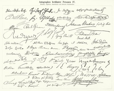 Híres személyek autogramjai: zeneszerzők, zenészek és angol, francia és német írók (metszet) alkotó: German School