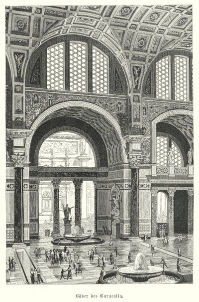 Caracalla fürdői, Róma (metszet) alkotó: German School