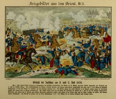 Csata Zajecarnál, 1876. július 2-3., az első szerb-oszmán háború alatt (1876-77), Neuruppiner Bilderbogen, 1876 alkotó: German School