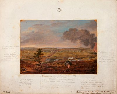 Mont-Saint-Jean-i csata, a hannoveri egység Kunts őrnagya által az akció során rajzolt és festett 1815. június 18-án (ceruza és gouache kartonon) alkotó: German School