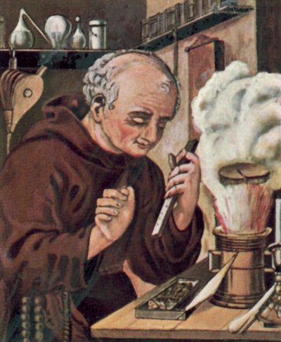 Berthold Schwarz, német alkimista (színes litográfia) alkotó: German School