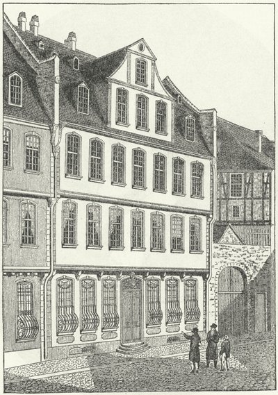 Johann Wolfgang von Goethe német író és államférfi szülőhelye, Frankfurt, Németország (metszet) alkotó: German School