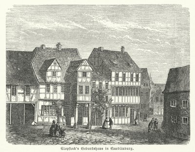 Friedrich Gottlieb költő szülőhelye, Klopstock, Quedlinburg, Németország (metszet) alkotó: German School