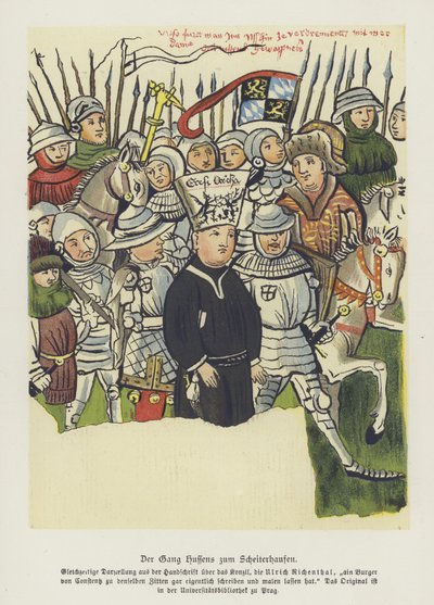 Jan Hus cseh keresztény reformátort kivégezték, Konstanz, 1415. július 6. (színes litó) alkotó: German School