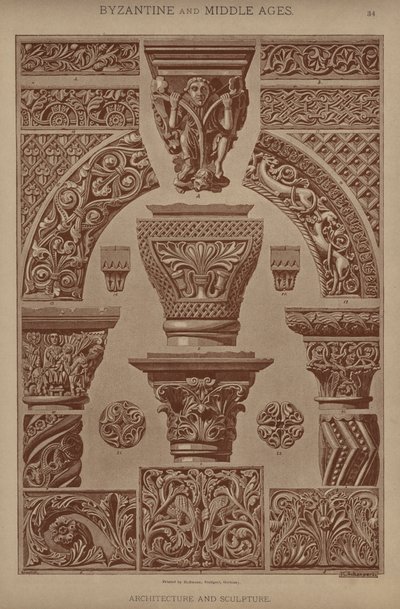 Bizánci és középkor, építészet és szobrászat (színes litho) alkotó: German School