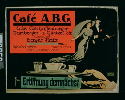"Cafe ABG" (színes litográfia) alkotó: German School