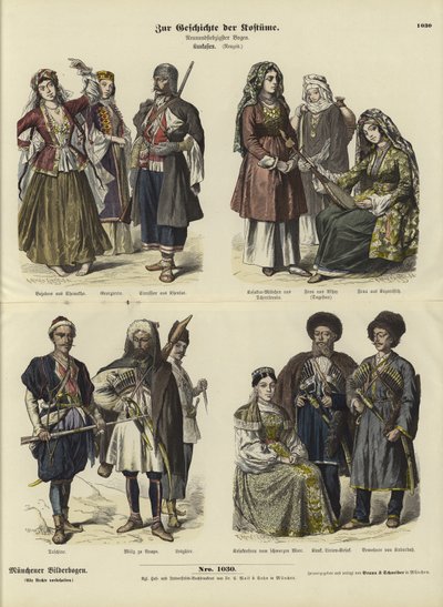 Kaukázusi viseletek, 19. század alkotó: German School