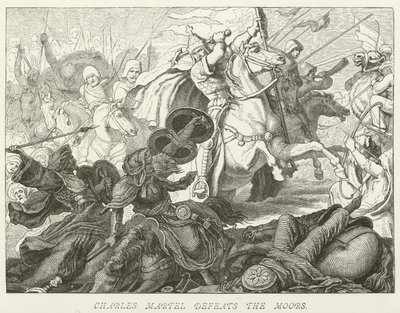 Charles Martel legyőzi a mórokat alkotó: German School