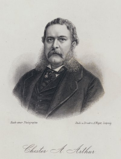 Chester A Arthur amerikai politikus és az Egyesült Államok 21. elnöke (metszet) alkotó: German School