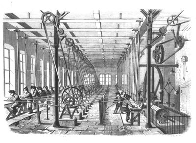 Gyermekmunkások a németországi Aschaffenburg papírgyárban, 1858 alkotó: German School
