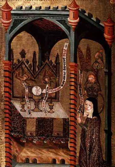 Krisztus megjelenik Szent Klárának (tempera és arany, tölgyfa tábla) alkotó: German School
