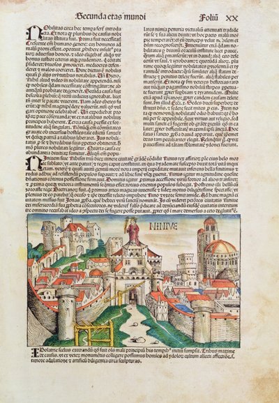 Ninive városa, Hartmann Schedel (1440-1514) „Liber Chronicarum” című könyvéből, 1493 (színes fametszet) alkotó: German School