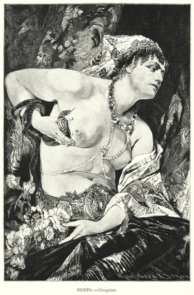Kleopátra és a áspis, ókori Egyiptom (litho) alkotó: German School