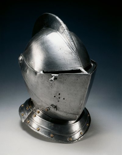Zárt sisak terepre, 1550-70 körül (acél, vas, bőr és sárgaréz) alkotó: German School