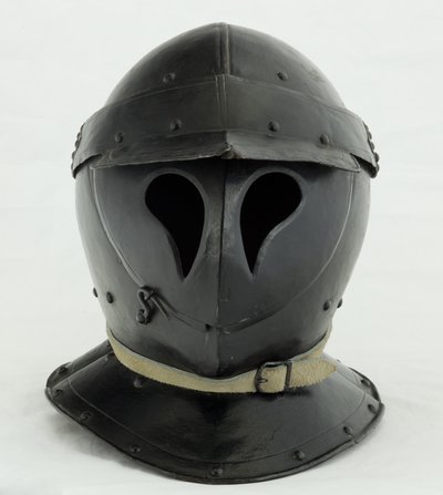 „Totenkopf” formájú zárt Burgonet, 17. század eleji (vas és fekete festék modern bőrökkel) alkotó: German School