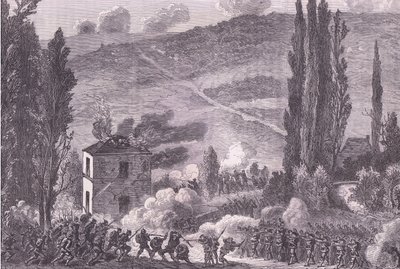 Combat at Chatillon, Cassells History of the War Franciaország és Németország között, kiadó: Cassell and Company Limited, 1890 körül (litho) alkotó: German School