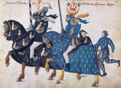 Versenyre felszerelt versenyzők, 1640 körül (toll és tus, akvarell és mosószerek) alkotó: German School