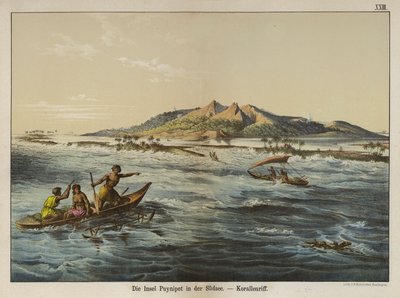 Korallzátony Puynipet szigeténél (Pohnpei), Karolinos szigetek (színes litho) alkotó: German School