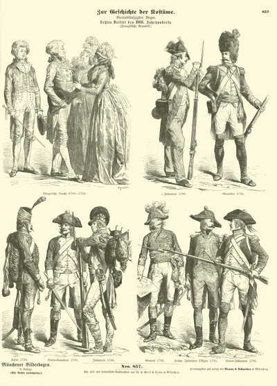 A republikánus Franciaország jelmezei és katonai egyenruhái, 1790-es évek alkotó: German School