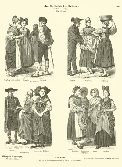 Jelmezek Elzászból, 19. század alkotó: German School