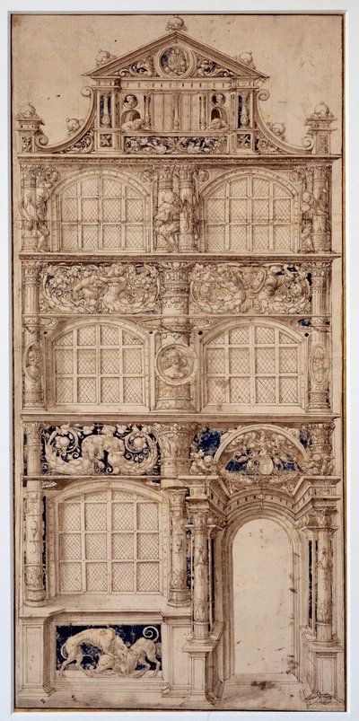 Hans Holbein Le Jeune (1497-1543) házhomlokzati díszítése (Ec. All.) Dim. 0,58 x 0,27 m Párizs. Louvre múzeum alkotó: German School