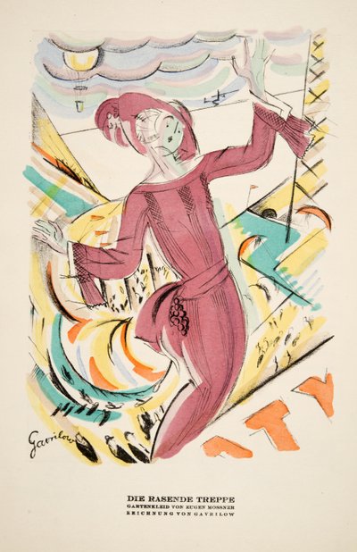 "Die Rasende Treppe", Eugen Mossner ruhareklámja, Styl, 1922-es kiadás (pochoir print) alkotó: German School